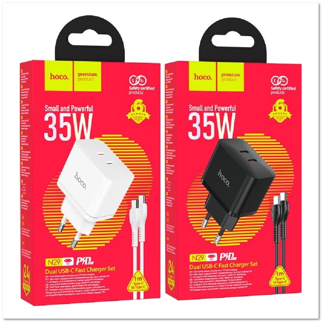 СЗУ HOCO N29 с 2-мя TYPE-C + кабель TYPE-C PD35W