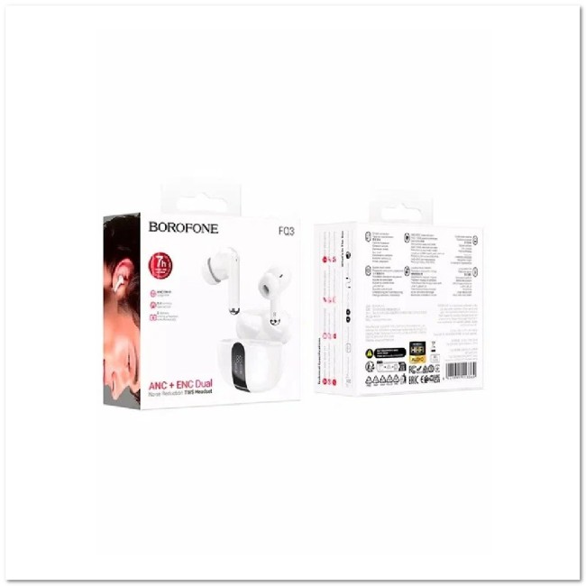 Беспроводные наушники BOROFONE FQ3 TWS WHITE (с экраном) ANC