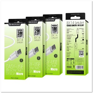 Кабель micro BOROFONE BX14 2.4А (3М) (круглый) Кабель micro BOROFONE BX14 2.4А (3М) (круглый)