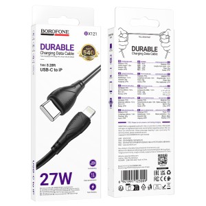 1Кабель TYPE-C на Lightning BOROFONE  BХ121 3А (PD 27W) (1м) (круглый) 1Кабель TYPE-C на Lightning BOROFONE  BХ121 3А (PD 27W) (1м) (круглый)