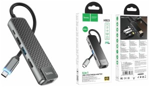 TYPE C-HUB на 5 портов HOCO HB23 (USB3.0/USB2.0/TYPE C/HDMI/RJ45)