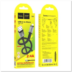 Кабель micro USB HOCO X85  2.4А (L=1М) круглый, толщина 6мм