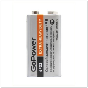 Батарейка солевая GoPower Крона 6F22 BL1 (10шт в кор.)