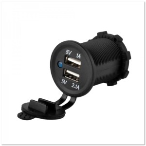 Врезной разъем USB в авто (круглый) CR1030 12-24V 2USB 3.1A