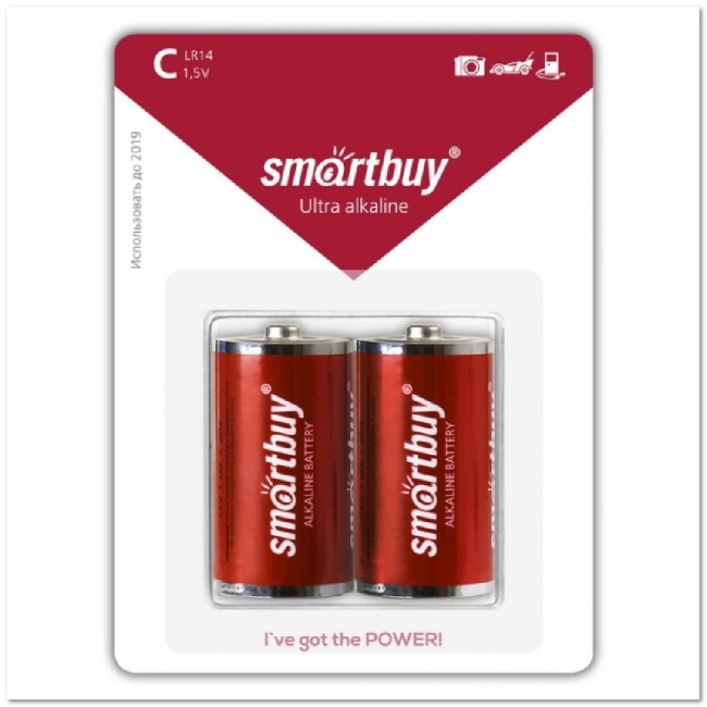 Батарейка алкалиновая Smartbuy LR14/2B