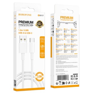 Кабель TYPE C BOROFONE BX117 3А (1М) (нейлоновый) Кабель TYPE C BOROFONE BX117 3А (1М) (нейлоновый)