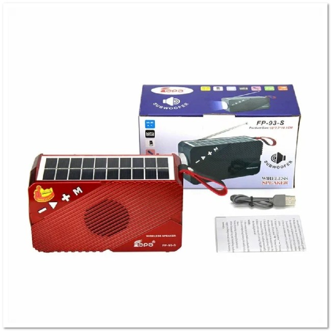 Радиоприемник FEPE FP-93-S (Солнч.батарея., фонарь, AUX, USB, microSD, Bluetooth, 220V, 1*18650)