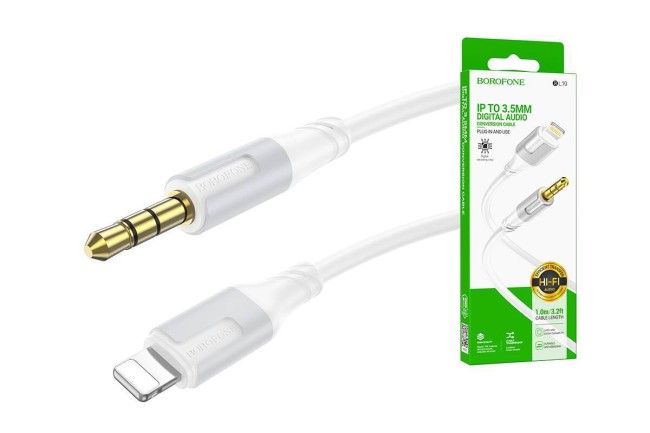 Кабель AUX на Lightning BOROFONE BL19 (папа-папа) 1м, ТПЭ Кабель AUX на Lightning BOROFONE BL19 (папа-папа) 1м, ТПЭ