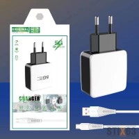 СЗУ 5G TRAVEL CHARGER T-34  + кабель  Lighting (2 USB/2A/ FAST CHARGE)
