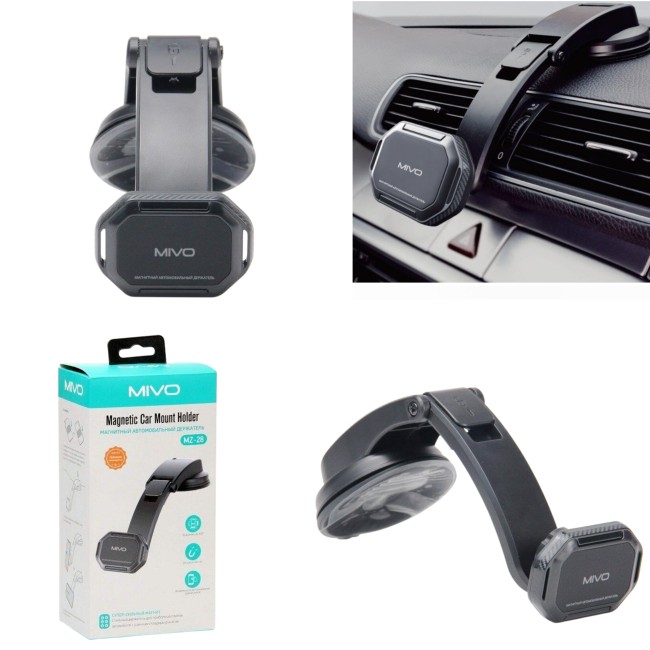 Автодержатель магнитный MIVO MZ28 (6 магнитов) складной на панель/стекло