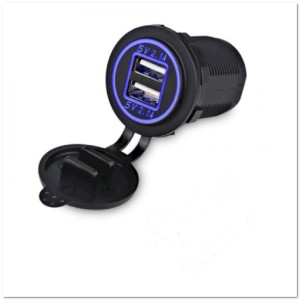 Врезной разъем USB в авто (круглый) SKU-3010 12-24V 2USB 4.2A