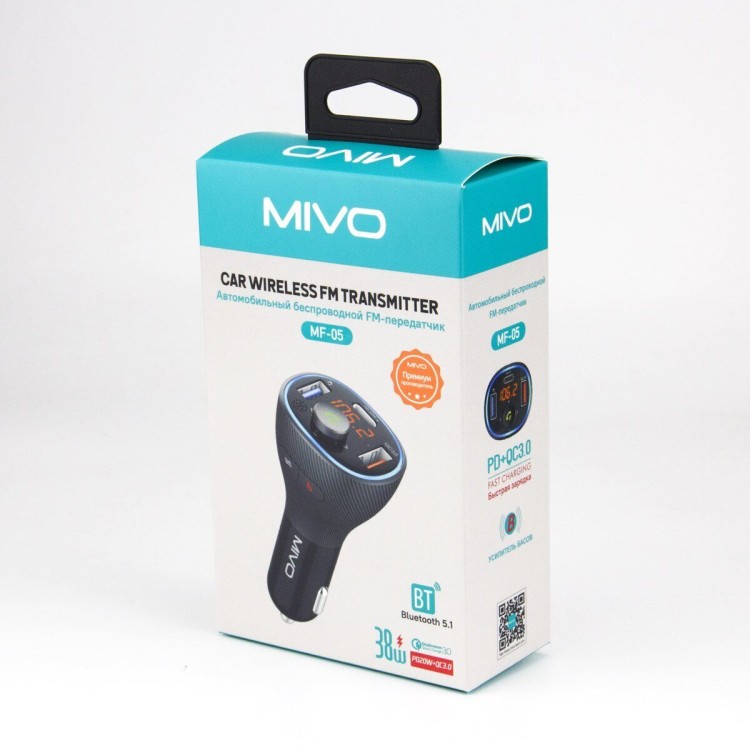 BLUETOOTH FM-модулятор MIVO MF-05 + PD TYPE C 38W