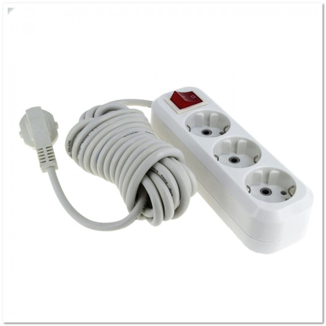 Удлинитель GELISTAR R03 3 гнезда 8м с переключателем, заземление 16A