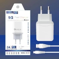 CЗУ 5G TRAVEL CHARGER T-37  + кабель  Micro USB (USB 3.0 / FAST CHARGE 3A)
