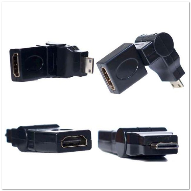 Переходник прямой mini HDMI - HDMI ПАПА-МАМА поворотный 360