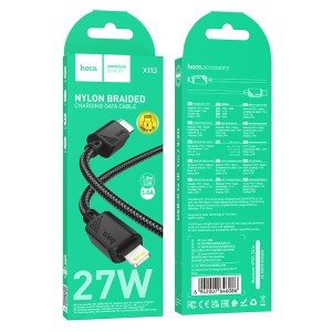 1Кабель TYPE C на LIGHTNING HOCO X113  PD 27W 3A (L=1М) нейлоновый 1Кабель TYPE C на LIGHTNING HOCO X113  PD 27W 3A (L=1М) нейлоновый