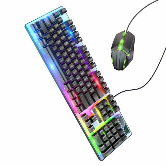 Клавиатура проводная + мышка HOCO GM18 игровая, с подсветкой