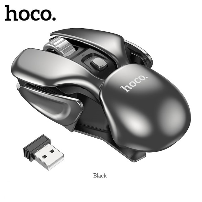Мышь беспроводная HOCO DI43 игровая,бесшумная, с метал. вставкой, подсветка, встроенный АКБ