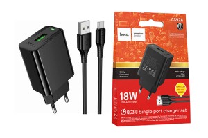 СЗУ HOCO CS92A c USB + кабель TYPE-C CQ3.0 18W