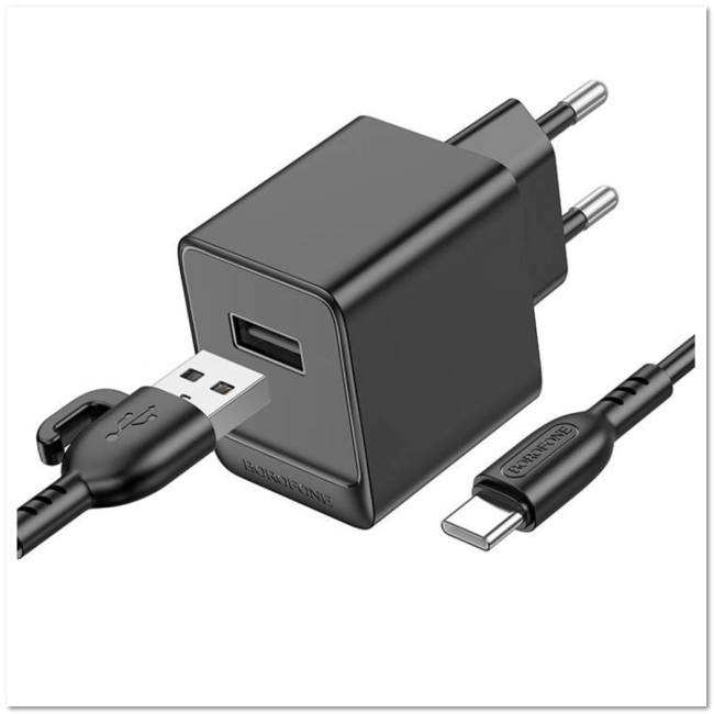 СЗУ BOROFONE BAS11A с USB + кабель Type-C 2.1A
