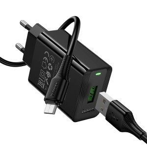 СЗУ HOCO CS92A с USB + кабель Micro USB QC3.0 18W