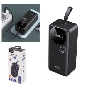 POWERBANK EPLUTUS EB-501Q 50000mAH PD+CQ3.0 22.5W 2 USB, micro USB, TYPE-C, LED-дисплей, фонарь