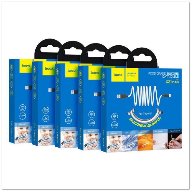 Кабель TYPE C HOCO X21 Silicone 3.0A (L=1М) (ЗАЩИТА ОТ ДЕТЕЙ/ ОТ ПЕРЕГРЕВА/ОТ МОРОЗА)