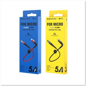 Кабель micro BOROFONE BX32 5А (0,25М) (нейлоновый)