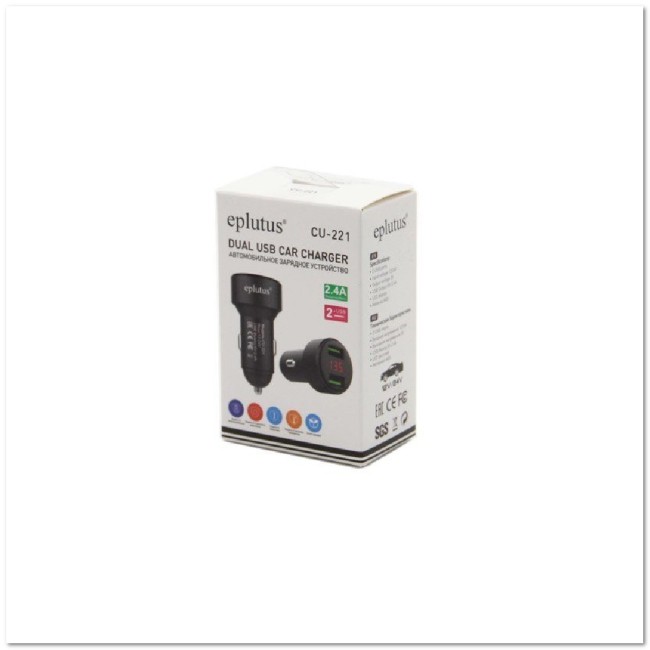 АЗУ с 2-мя USB EPLUTUS CU-221 2.4A с LED-дисплеем