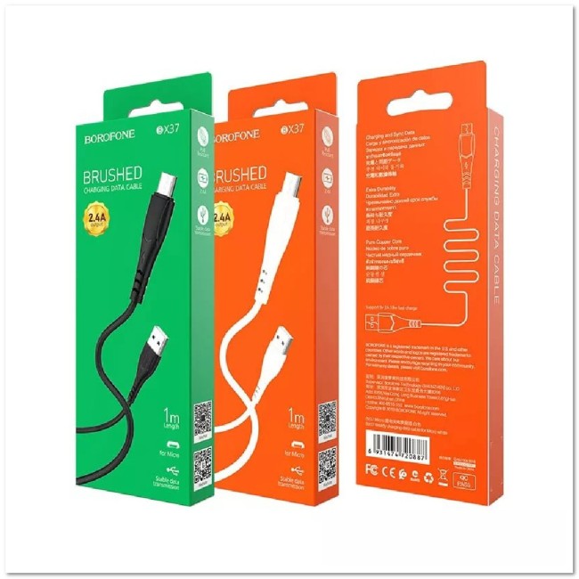 Кабель micro BOROFONE BX37 2.4А (1М) (рифлёный)