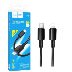 1Кабель TYPE C на LIGHTNING HOCO X119 3А, PD27W, нейлоновый, 1м