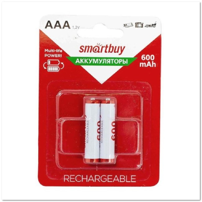 Аккумулятор NiMh Smartbuy AAA/2BL 600 mAh