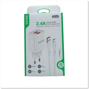 СЗУ Aulex AG-09 c 2-мя USB + кабель TYPE C 2.4A