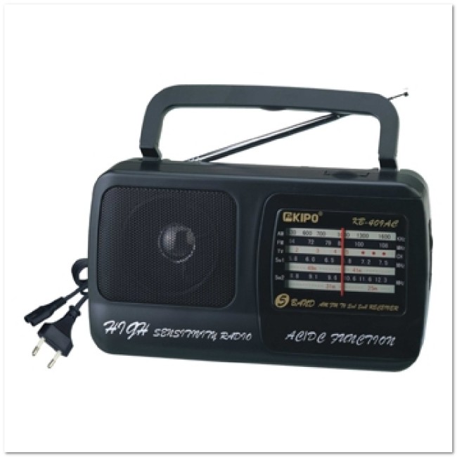 Радиоприемник KIPO 409 (питание сетевое 220 V, батарейки R20)
