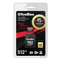 MicroSD OltraMax 512 Гб с SD-адаптером 10 класс U3 UHS-I (95 Mb/s)