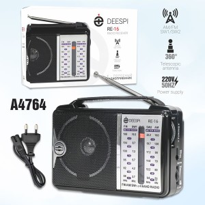 Радиоприемник DEESPI RE-16/606 (питание сетевое 220 V, батарейки R20)