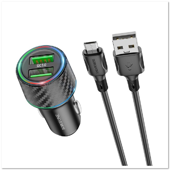 АЗУ BOROFONE BZ21A с 2-мя USB + кабель micro USB QC3.0 36W