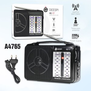 Радиоприемник DEESPI RE-17/607 (питание сетевое 220 V, батарейки R20)