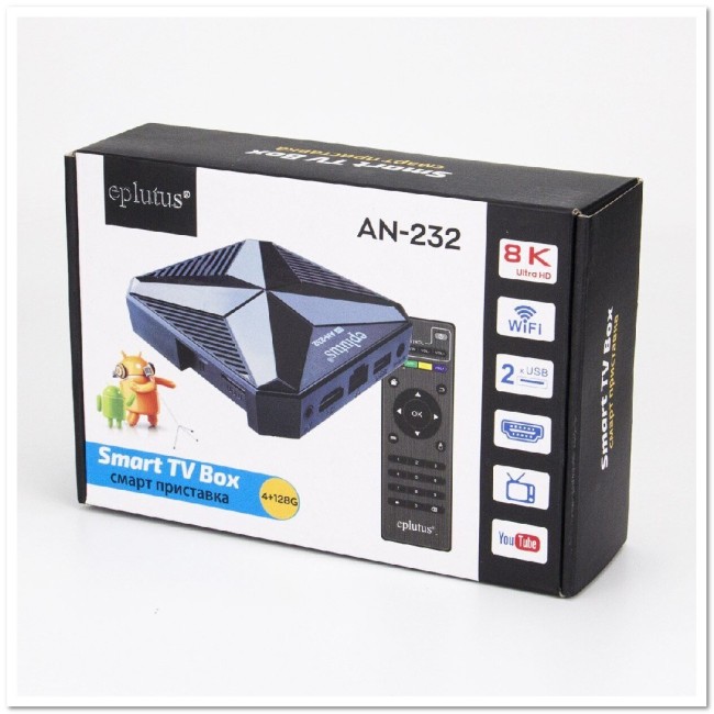 Андроид приставка Smart TV EPLUTUS AN-232/8K/4+128