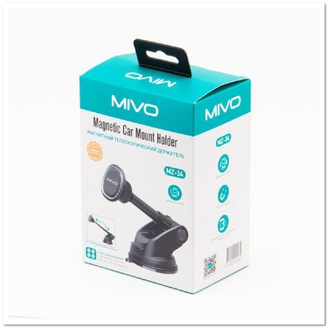 Автодержатель магнитный MIVO MZ34 на панель/стекло ТЕЛЕСКОПИЧЕСКИЙ
