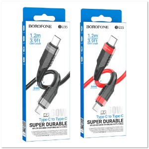 Кабель TYPE-C на TYPE-C BOROFONE BU35 3А 20V (PD 60W) (1.2М) (нейлоновый) толщина 6мм