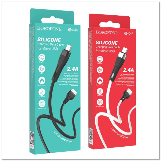Кабель micro BOROFONE BX46 2.4А (1М) (ЗАЩИТА ОТ ДЕТЕЙ/ ОТ ПЕРЕГРЕВА/ОТ МОРОЗА)