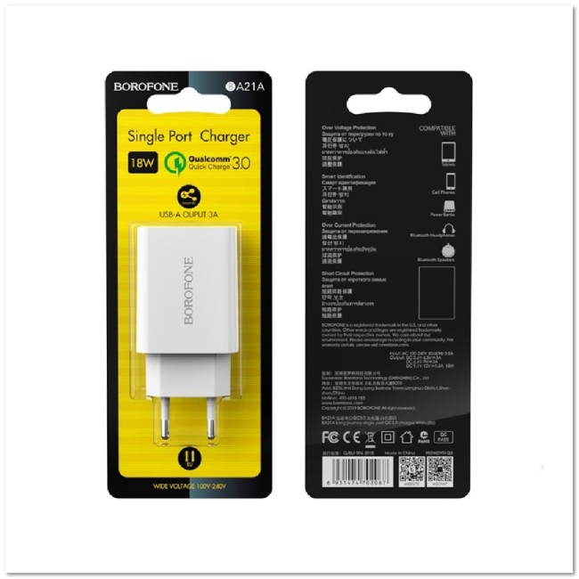 СЗУ BOROFONE BA21A с USB CQ3.0 18W