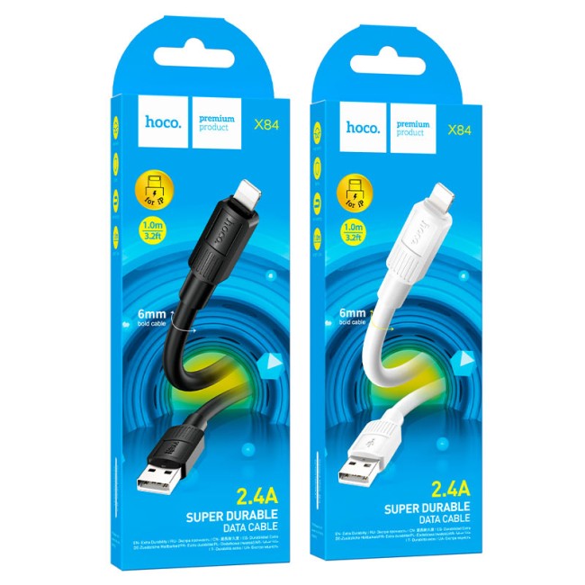 Кабель Lightning HOCO X84  2.4A (L=1M) круглый, толщина 6мм