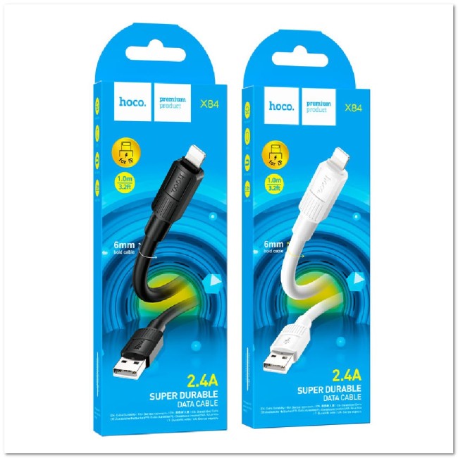 Кабель Lightning HOCO X84  2.4A (L=1M) круглый, толщина 6мм Кабель Lightning HOCO X84  2.4A (L=1M) круглый, толщина 6мм
