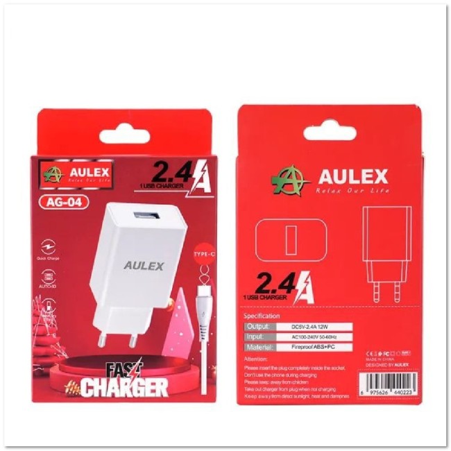 СЗУ Aulex AG-04 c USB + кабель TYPE C 2.4A