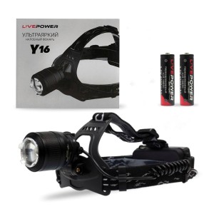 Фонарь налобный Y16 (LED, 2*18650, ZOOM, Т6, 3 режима) АКБ В КОМПЛЕКТ НЕ ВХОДИТ Фонарь налобный Y16 (LED, 2*18650, ZOOM, Т6, 3 режима) АКБ В КОМПЛЕКТ НЕ ВХОДИТ
