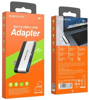 TYPE C-HUB на 2 порта BOROFONE DH2 (USB3.0+HDMI)