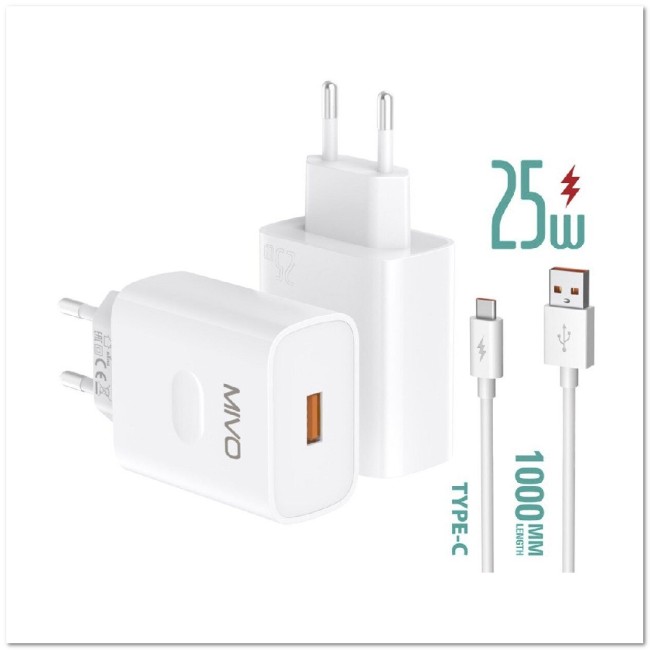 СЗУ MIVO MP-250Q c USB + кабель TYPE C 25W