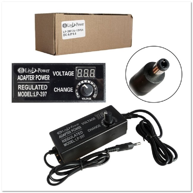 Универс. сетевой блок с регулятором 3-12V (5A) 5,5*2,5 LP-397 LED-дисплей
